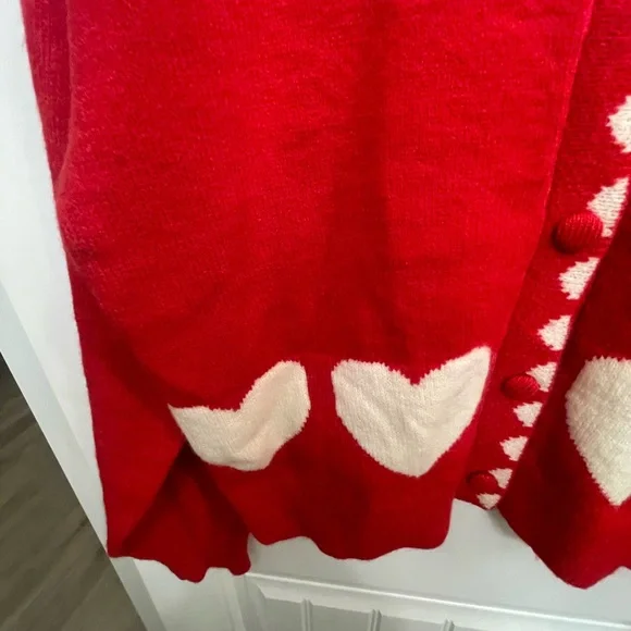 VALENTINE HEART CARDIGAN SWEATER, Peter Pan collar!! S - Picture 4 of 6